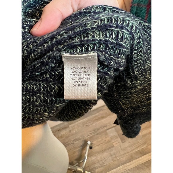 Christopher & Banks Womens Blue Green Heathered Knit Jacket Cardigan Size L - Picture 5 of 7